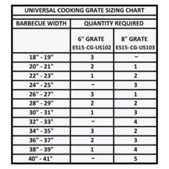 GrillSpot Universal Fit 8-inch Adjustable Porcelain Steel Cooking Grate -Napoleon Sales Shop es15 cg us103 size chart updated